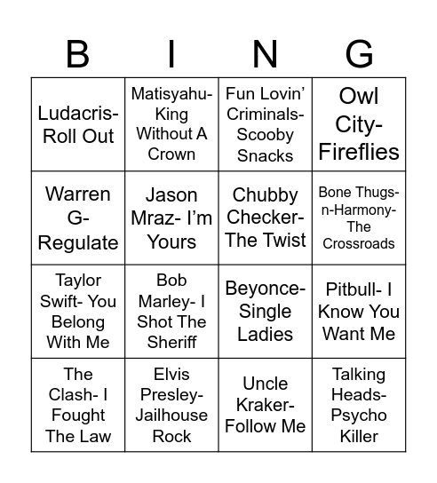 Radio Bingo Coverall Bingo Card