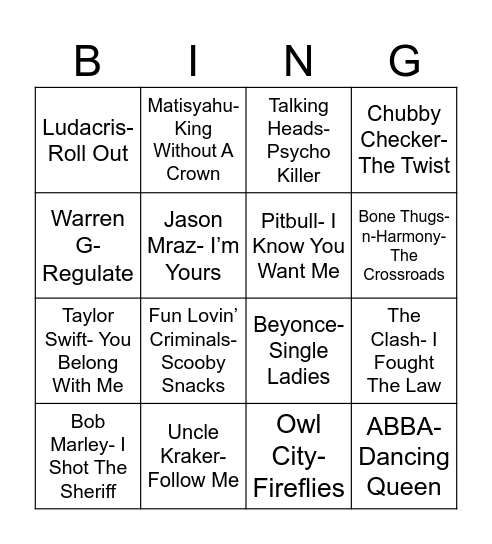 Radio Bingo Coverall Bingo Card