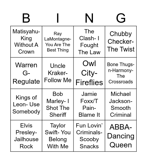 Radio Bingo Coverall Bingo Card