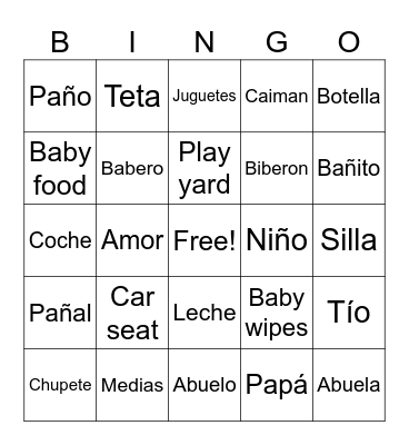 Baby Shower de Enzo Bingo Card