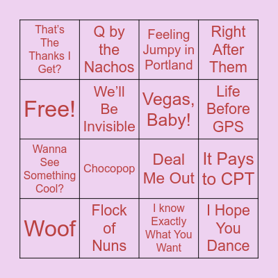 Clancy & Aretha Bingo Card
