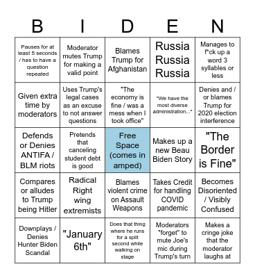 2024 Debate Bingo Card