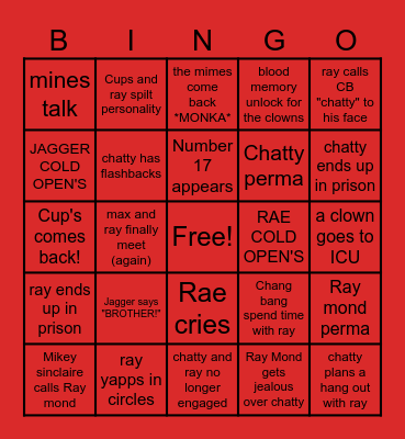 CHATTYCUPS REUNION Bingo Card