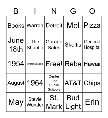 Jerry & Mary Bingo Card