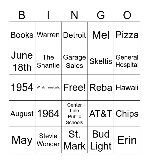 Jerry & Mary Bingo Card