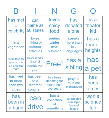SDI Introduction Bingo! Bingo Card