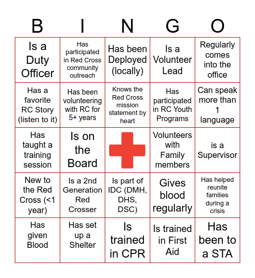 Find the Volunteer Bingo Card