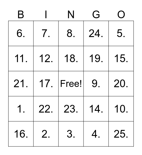 DEI Bingo Card