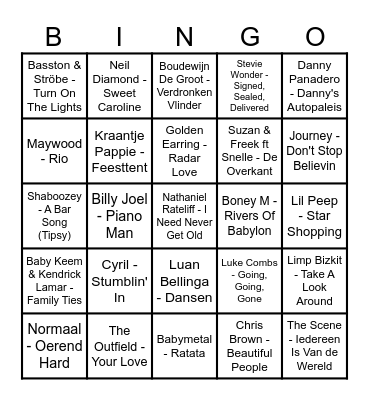 Natte Tijssendag 2024 Bingo Card