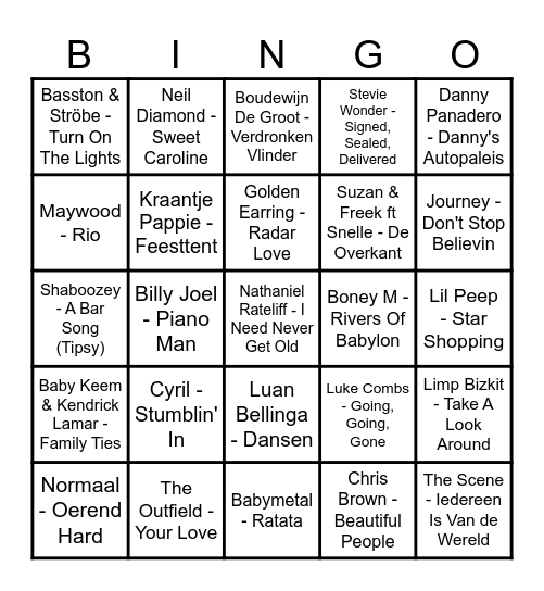 Natte Tijssendag 2024 Bingo Card
