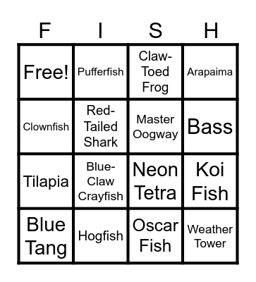Fish Farm Bingo Card