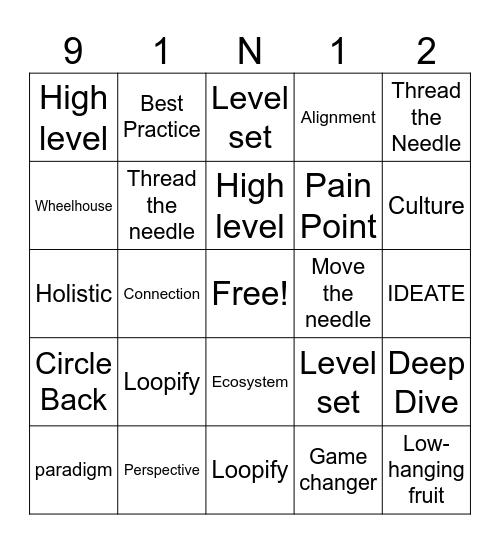 Buzz Word Bingo Bango Boingo Bingo Card