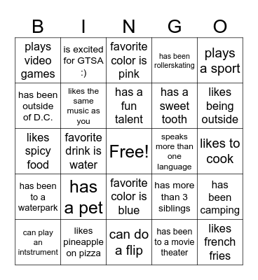GTSA Advisory 7 Bingo Card