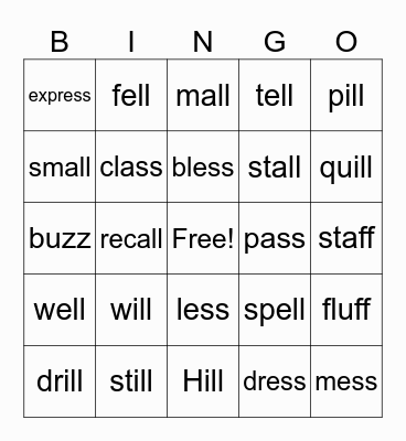 Double Letters Bingo Card