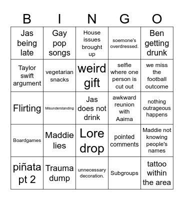 Finn's birthday party Bingo Card