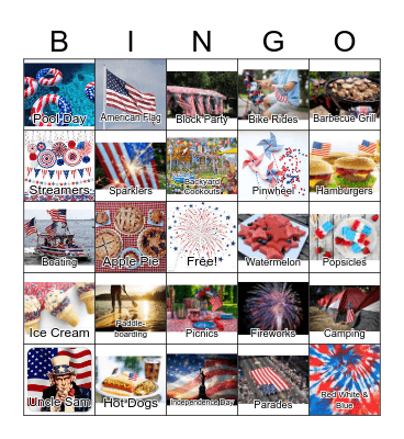 Fourth of July Bingo Card