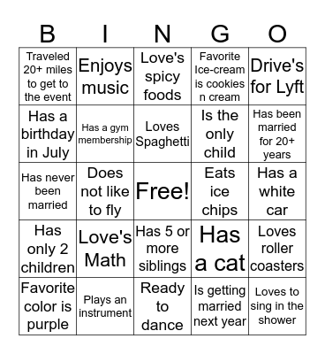 Yolanda & Darrell's Engagement Party Bingo Card