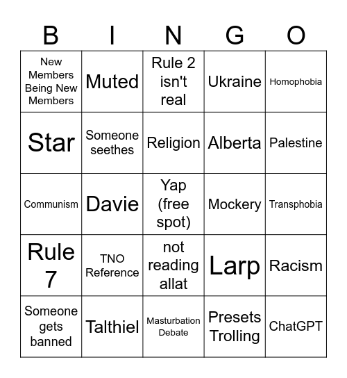 #debate Bingo Card