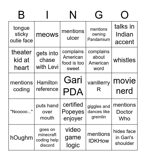 James Bingo Card