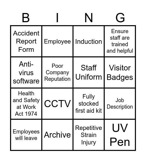 Administration Bingo Card