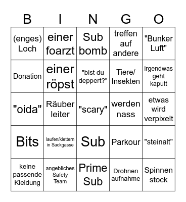 ROOFLESS TV VIDEO Bingo Card