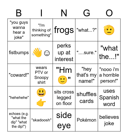 Mayonnaise Bingo Card
