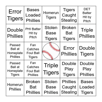 Baseball Bingo Card