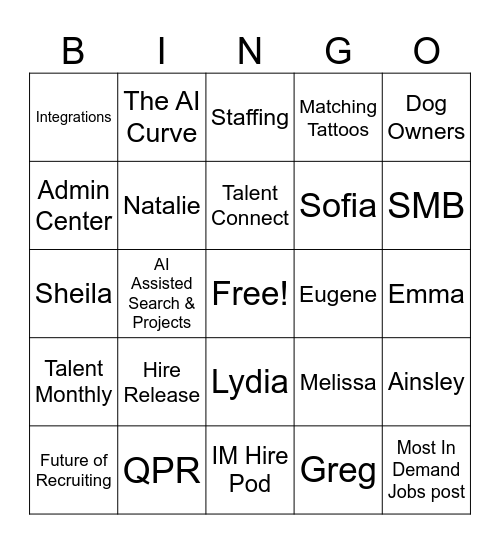 Hire Pod Team Bingo Card