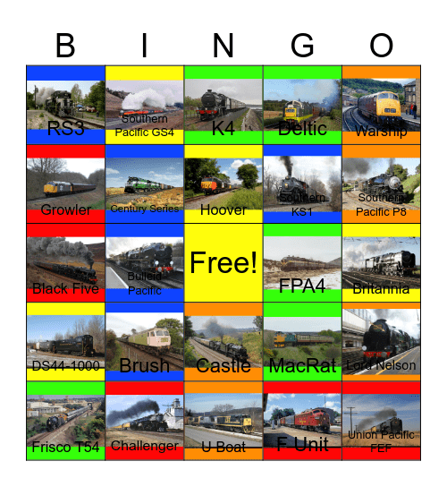 Railways 1991-2012 Bingo Card