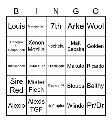 Qui reviendras en voc ? Bingo Card