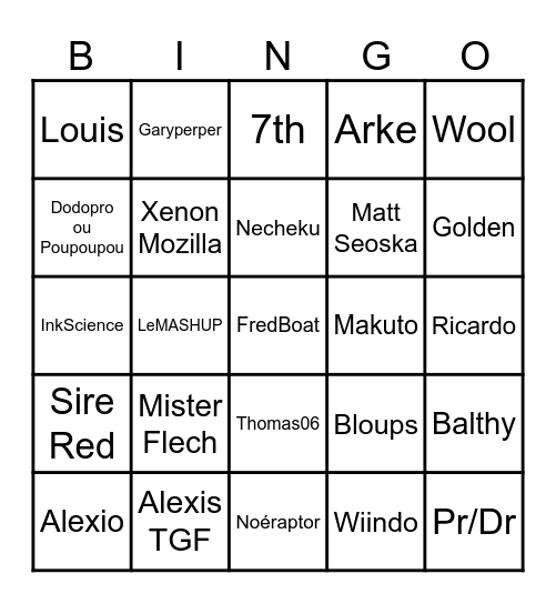 Qui reviendras en voc ? Bingo Card