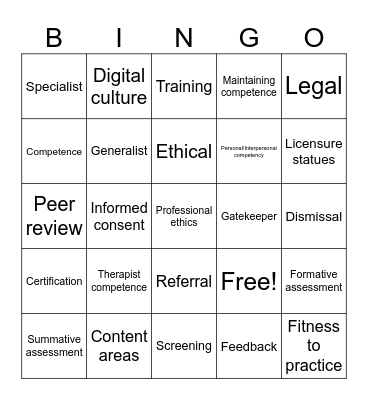 Chapter 8 Bingo Card