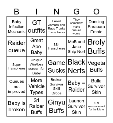 Breakers S6 Bingo Card