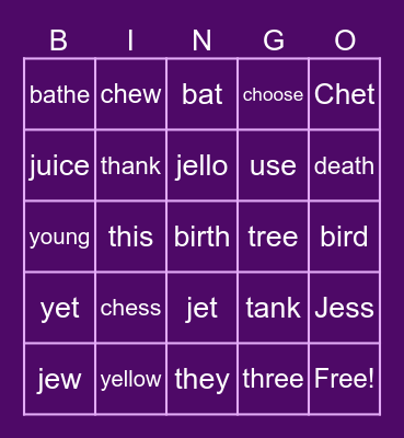 Phonetics Bingo Card