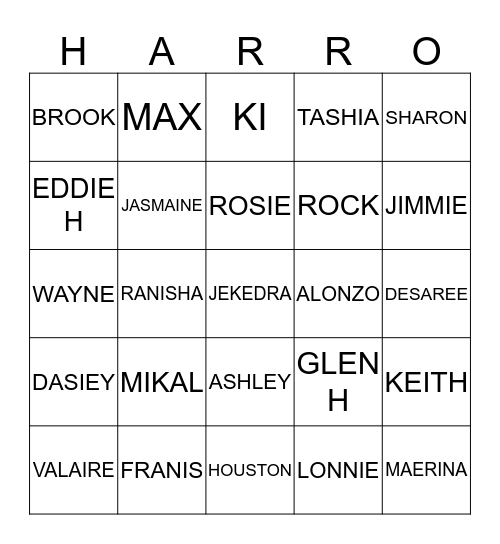 HARRIS BINGO Card