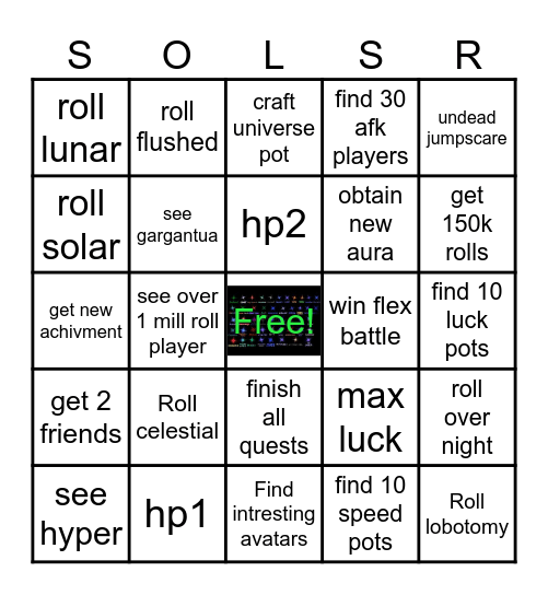 sols rng Bingo Card