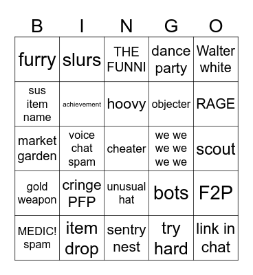 tf2 causal Bingo Card