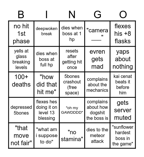 5bones radahn bingo Card