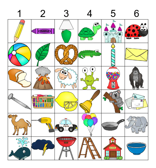 dice n dot - L Bingo Card