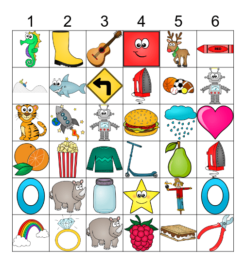 dice n dot - R Bingo Card