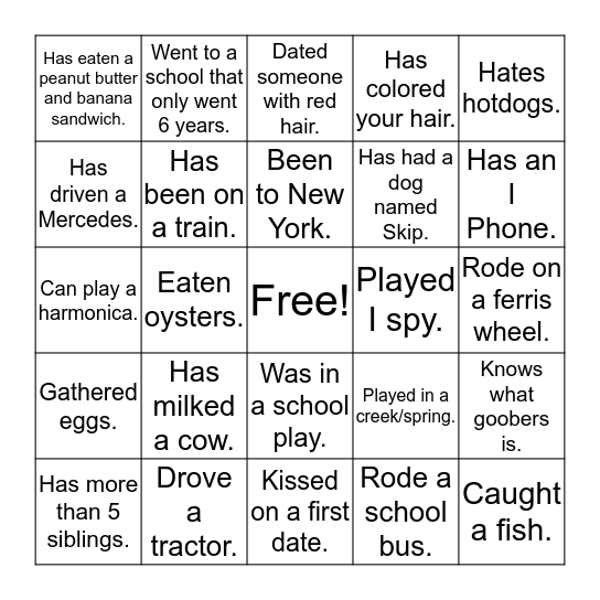 ICEBREAKER BINGO Card