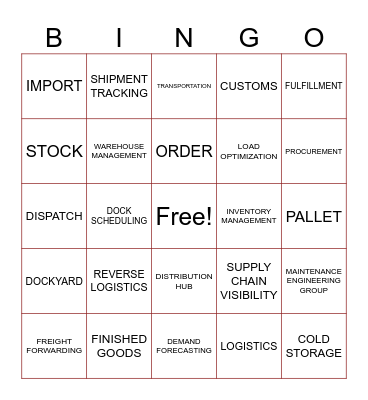 Logistics Bingo Card
