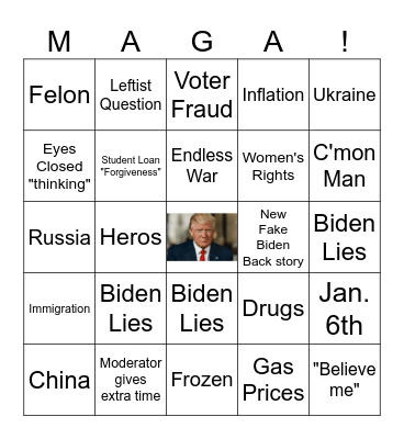 Presidental Debate 2024 Bingo Card