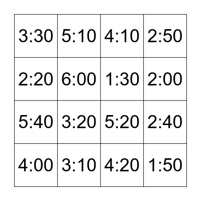 What time do you ______? Bingo Card