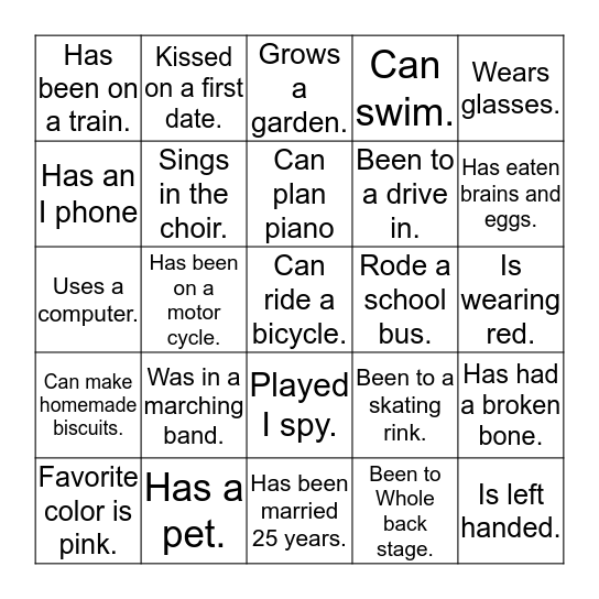 ICEBREAKER BINGO Card