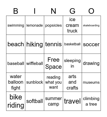 Summer 2024 Bingo Card