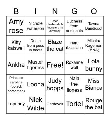 Furry bingo Card