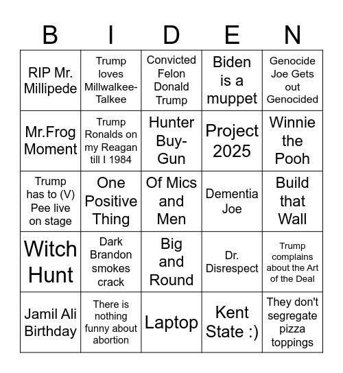 TRUMP Bingo Card