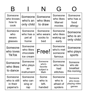 Human Bingo Card