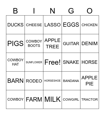DERK'S PARK COUNTRY BINGO Card